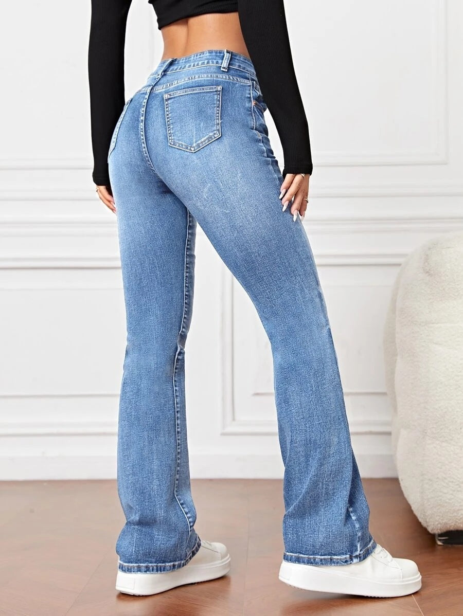 High-Waisted Stretch Bootcut Jeans