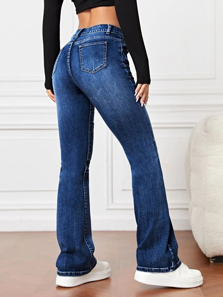 High-Waisted Stretch Bootcut Jeans