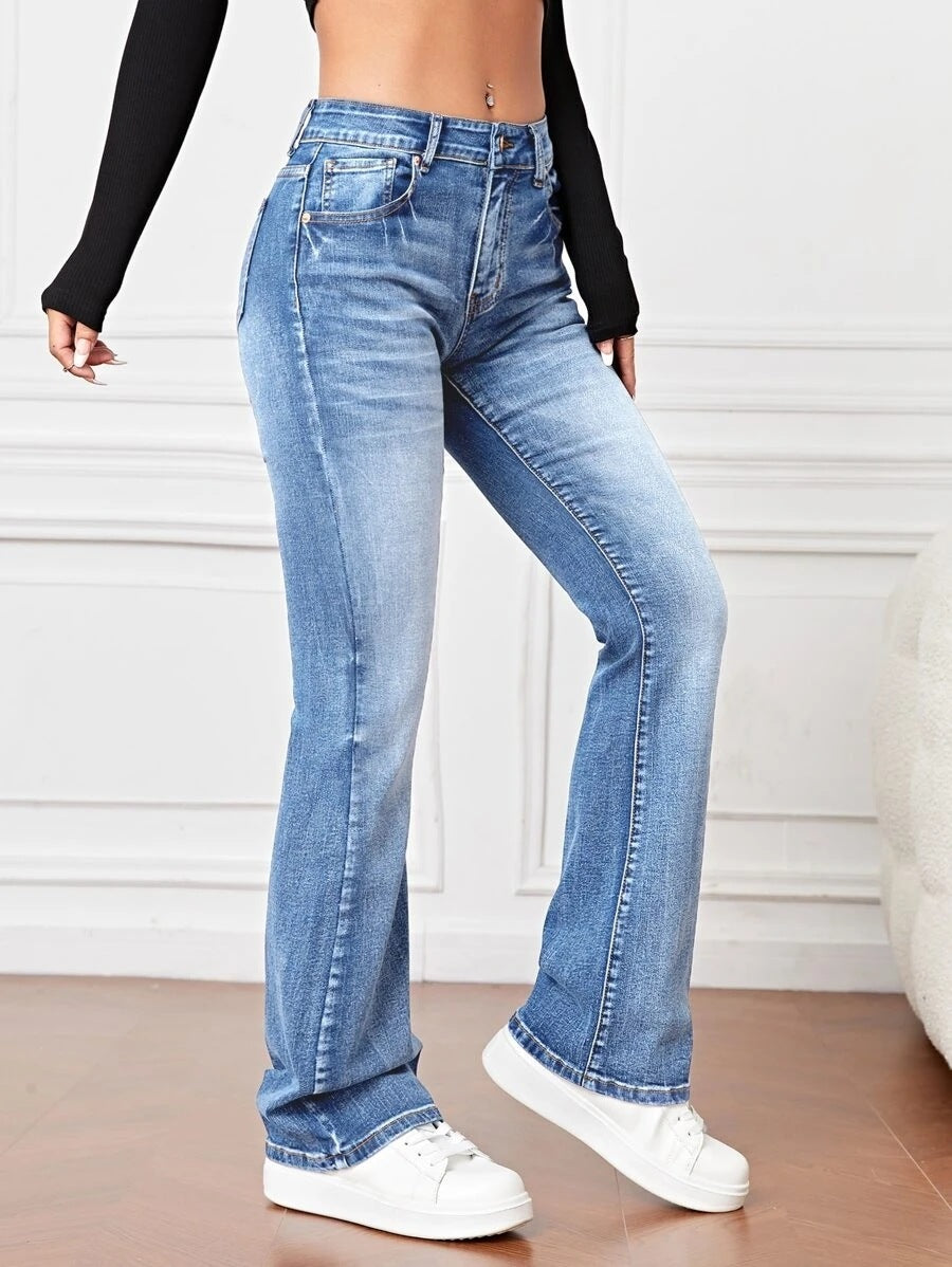 High-Waisted Stretch Bootcut Jeans