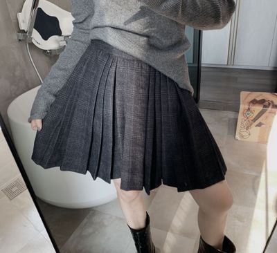 Pleated Plaid Mini Skirt
