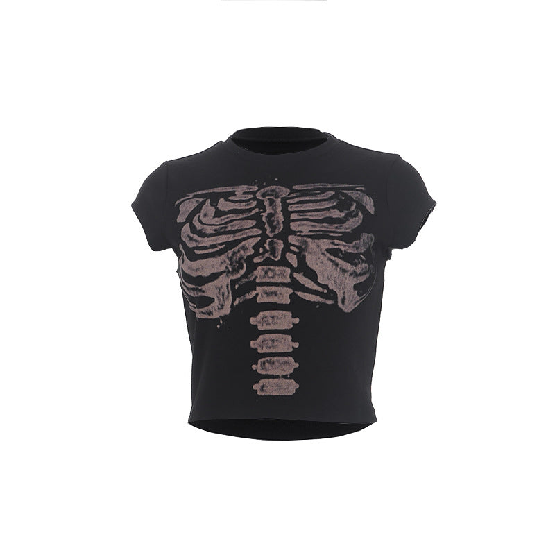 Ribcage-Print Crop T-Shirt