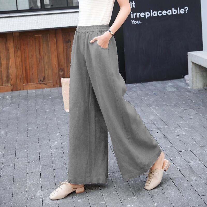 Relaxed Pull-On Wide-Leg Pants