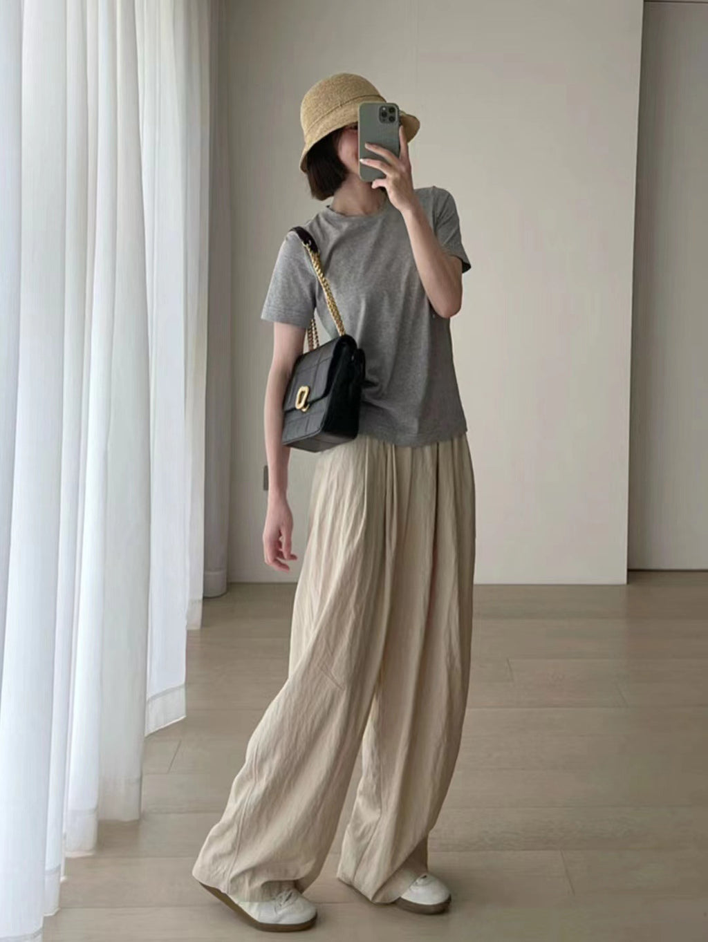 Elastic-Waist Wide-Leg Pants