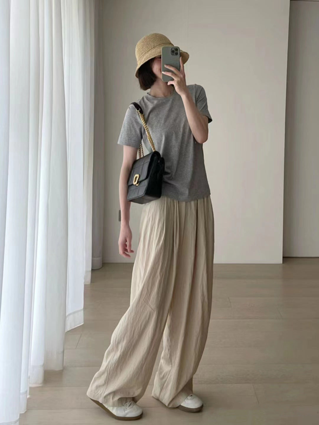 Elastic-Waist Wide-Leg Pants
