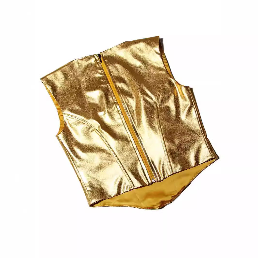 Metallic Corset Crop Top