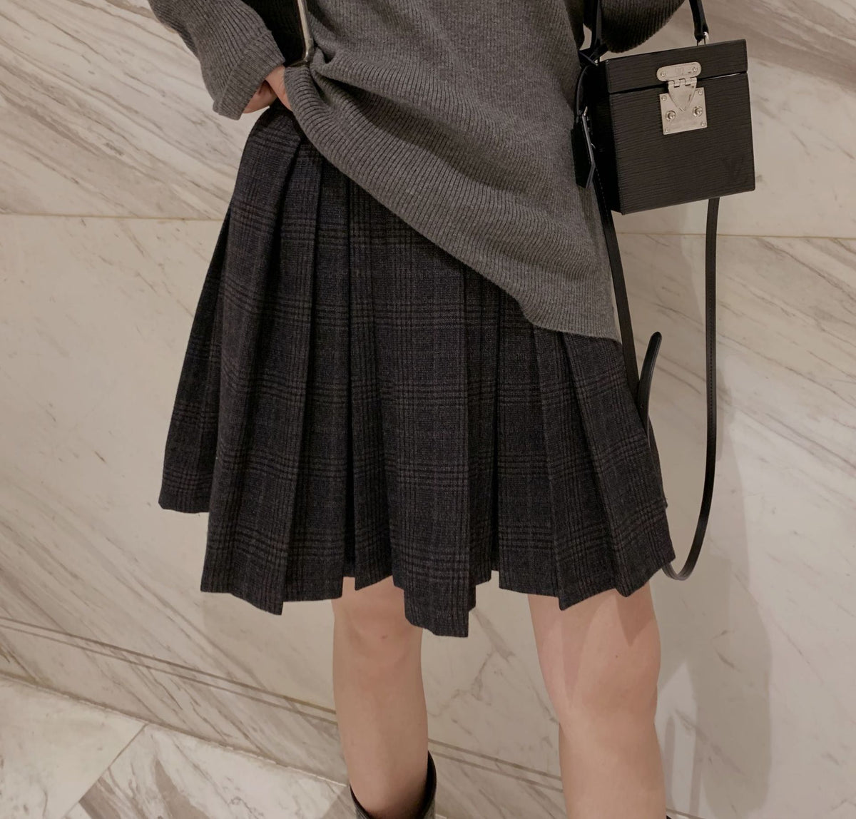 Pleated Plaid Mini Skirt