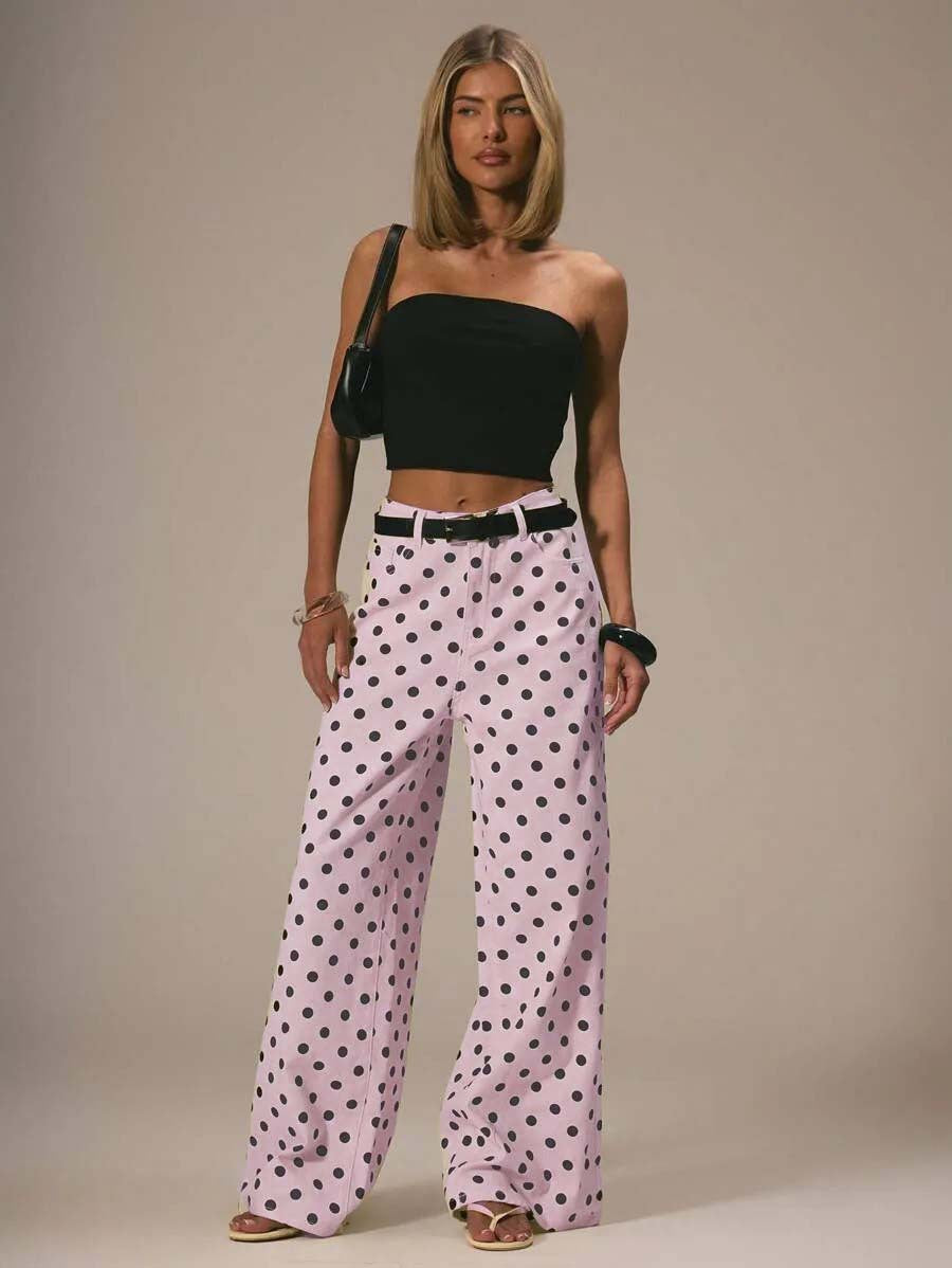 Polka Dot Mid-Rise Jeans