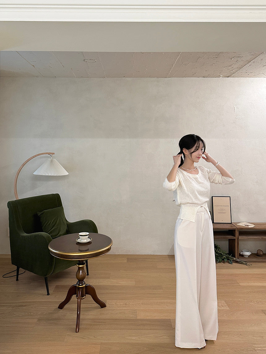 Draped Wide-Leg Pants
