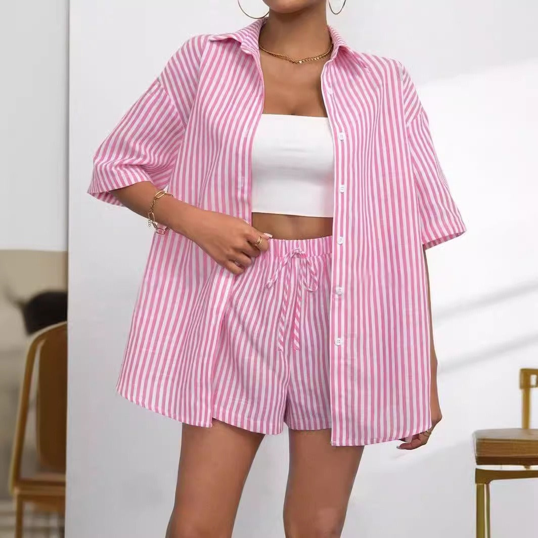 Striped Shirt & Shorts Set