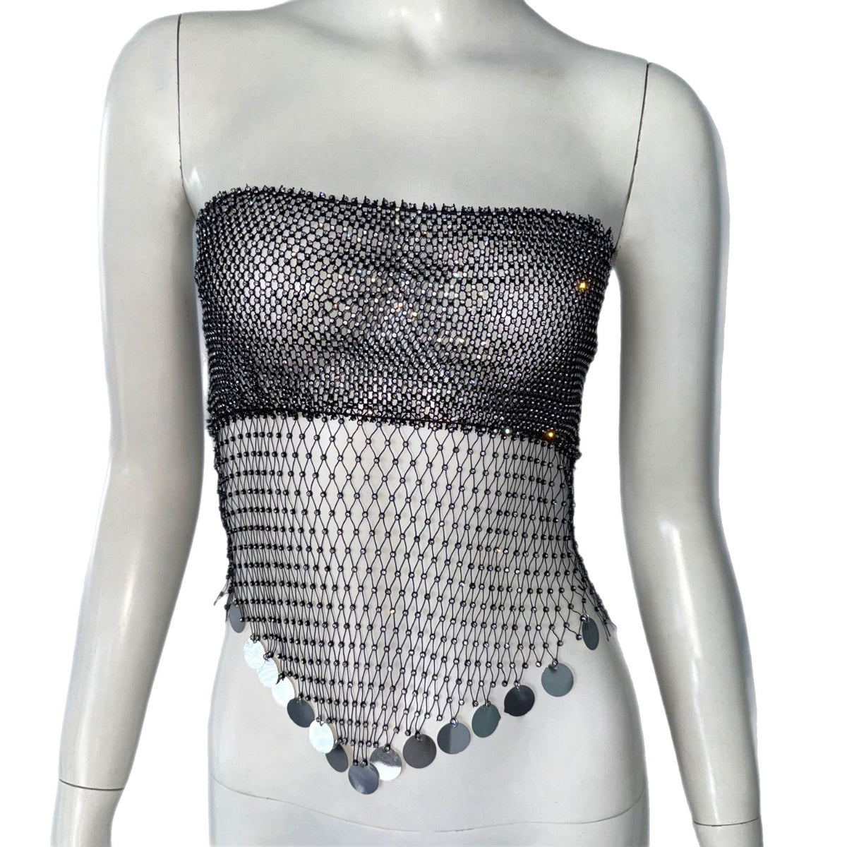 Rhinestone Fishnet Bandeau Top