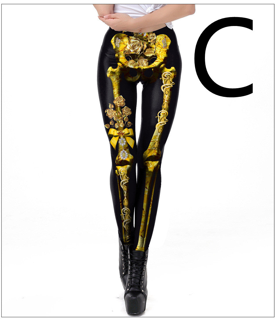 Spiderweb & Skeleton-Print Leggings