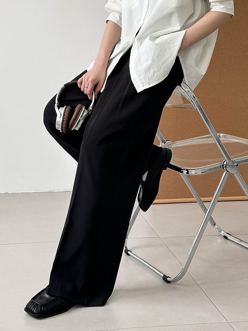 Double-Pleat Wide-Leg Trousers