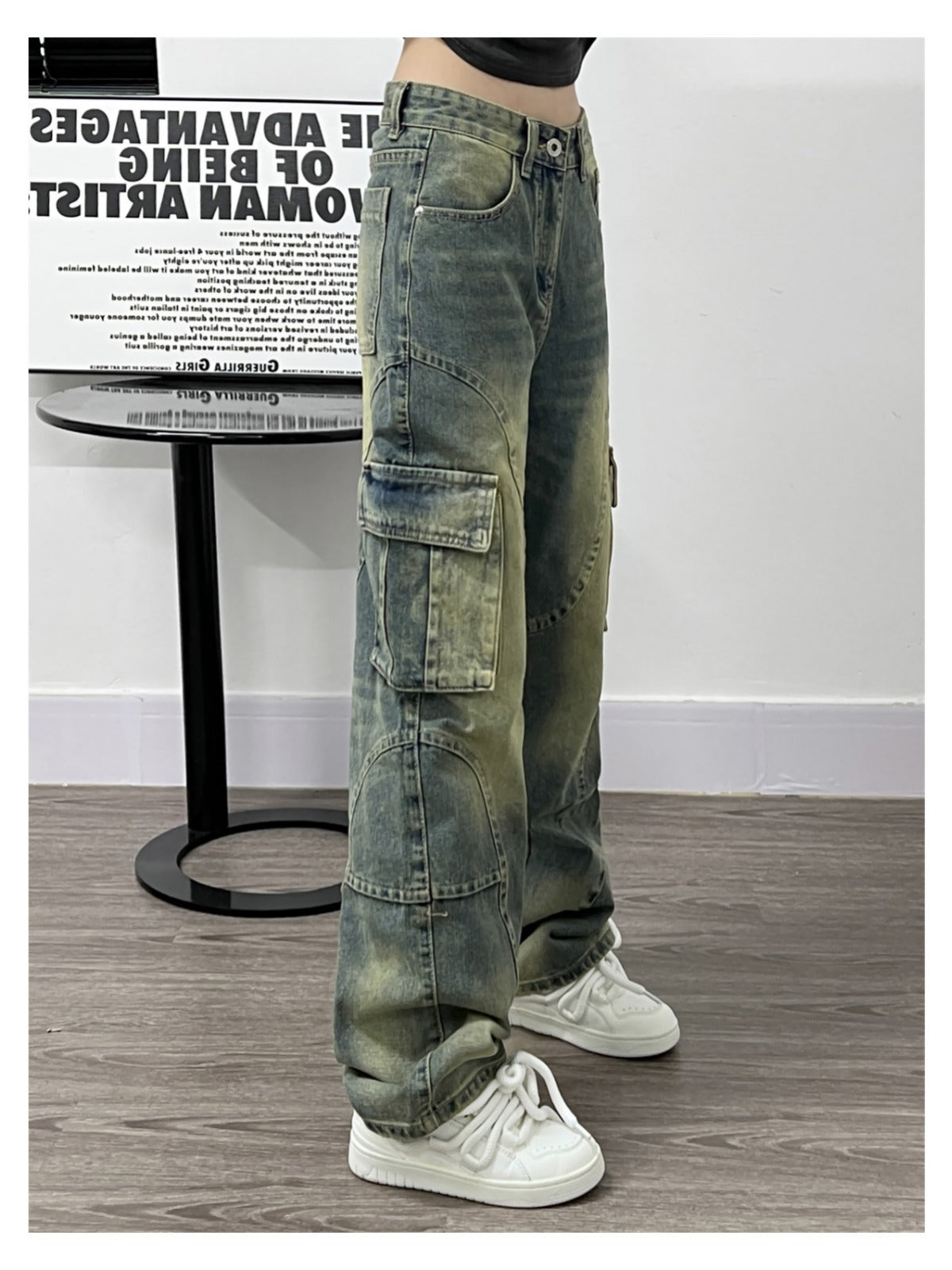 Washed Cargo Jeans