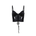 Lace-Up Mesh-Panel Corset Top