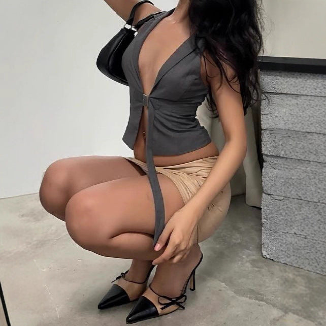 Tie-Front Halter Crop Top