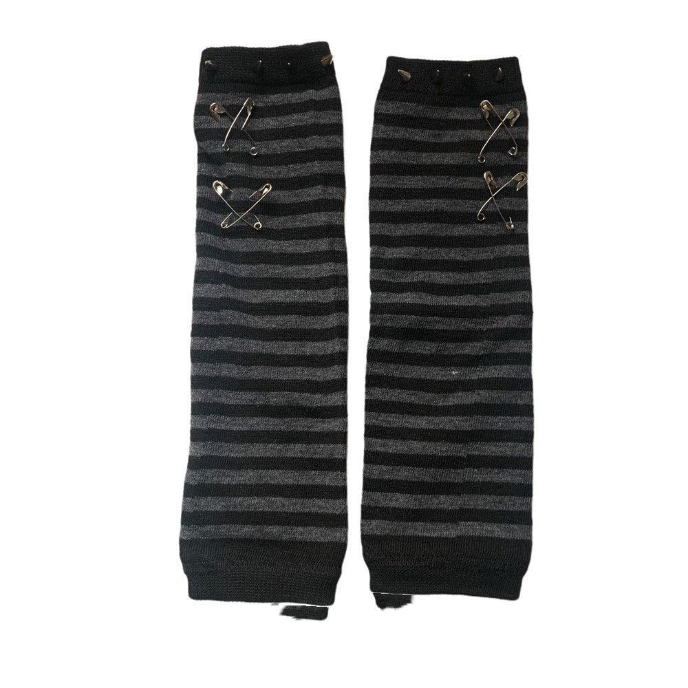 Striped Safety-Pin Arm Warmers