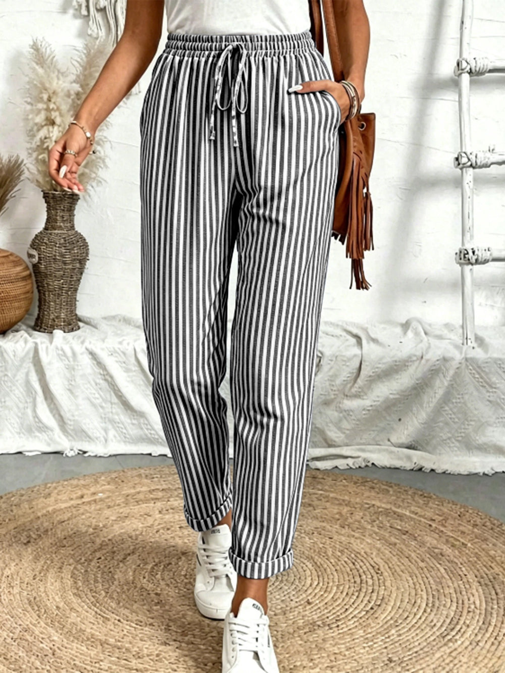 Striped Drawstring Pants
