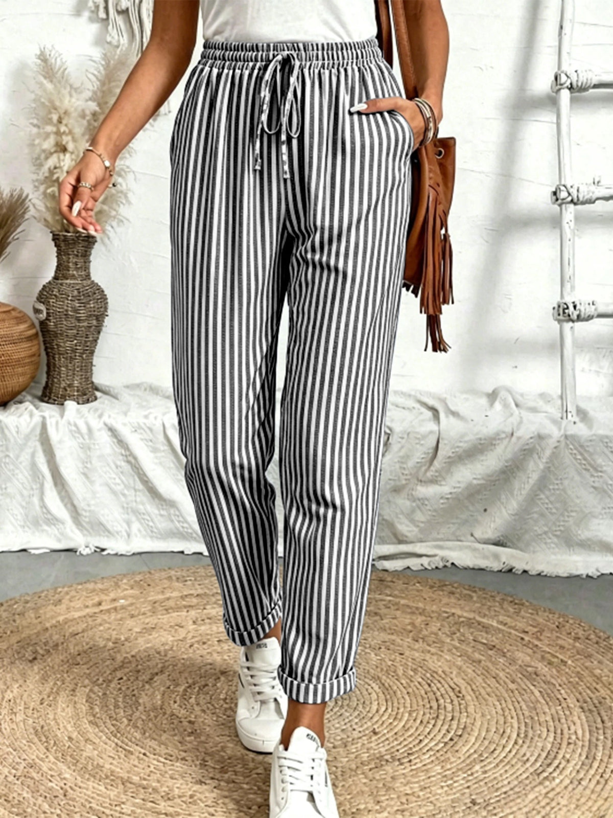 Striped Drawstring Pants