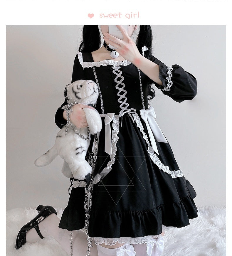 Lace-Trim Corset-Laced Dress