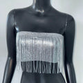 Metallic-Effect Fringe Tube Top