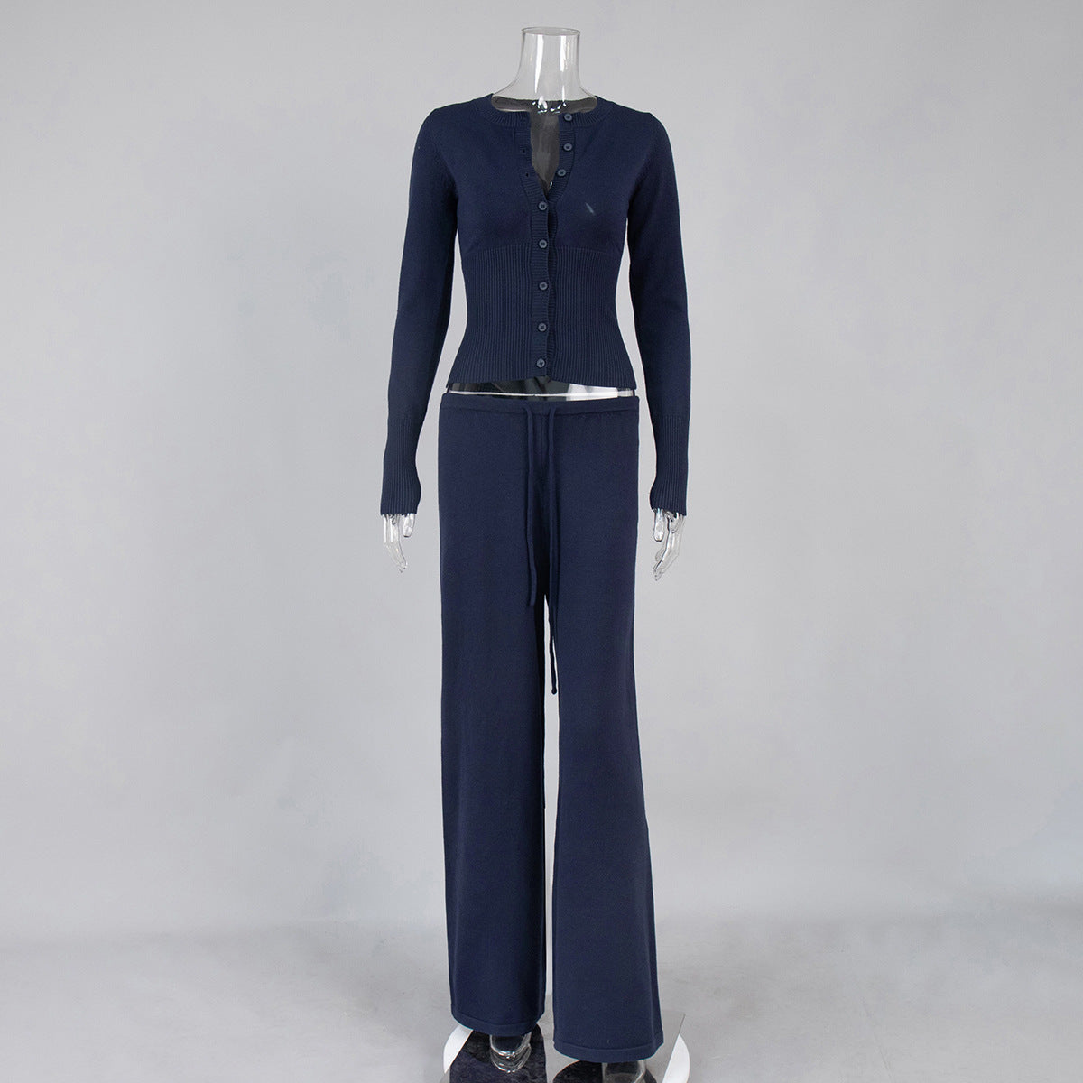 Button-Front Knit Top & Pants Set