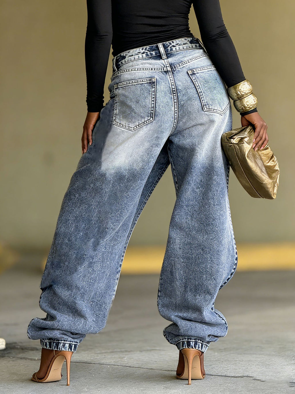 Layered Washed Jeans