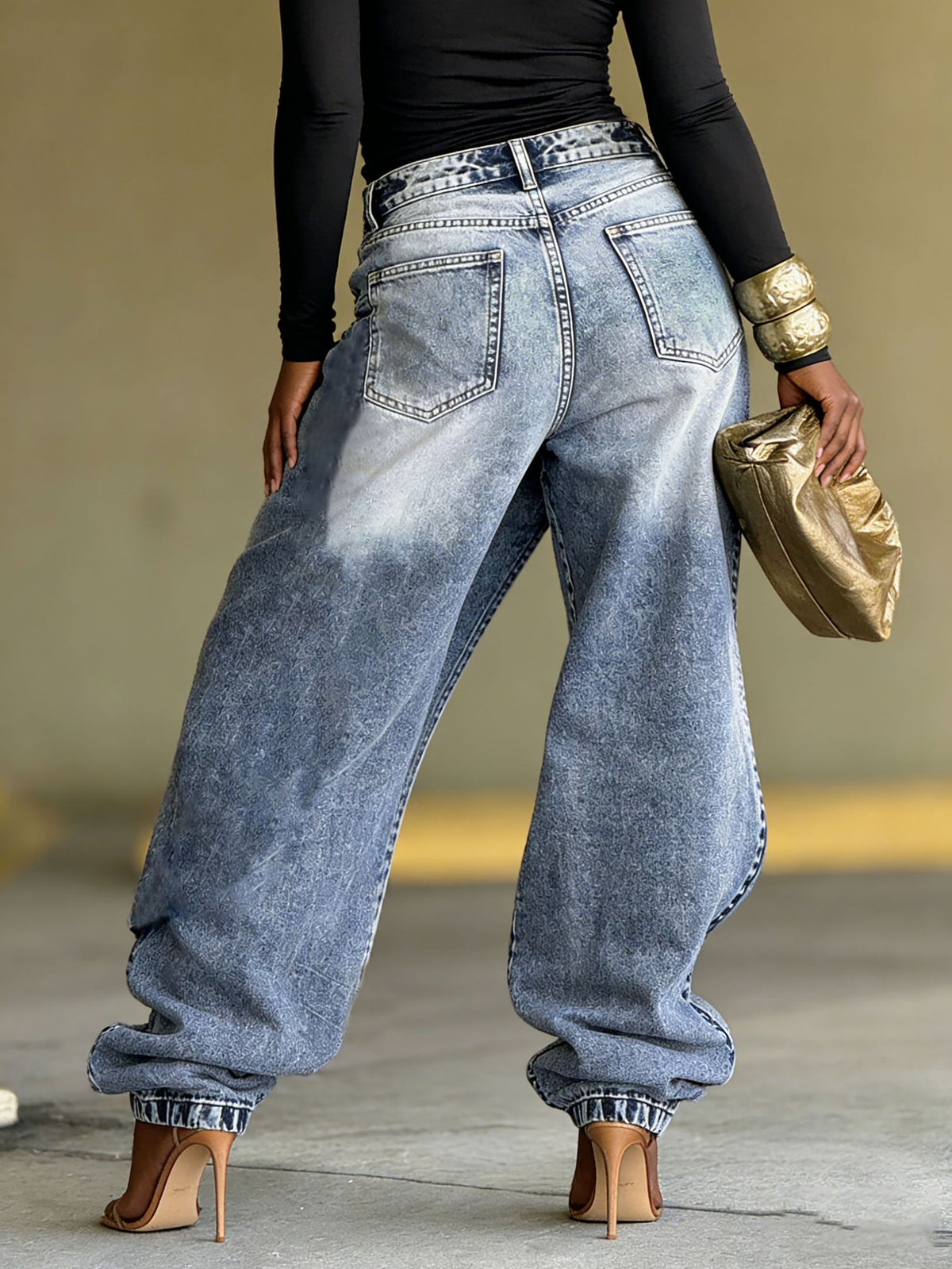 Layered Washed Jeans