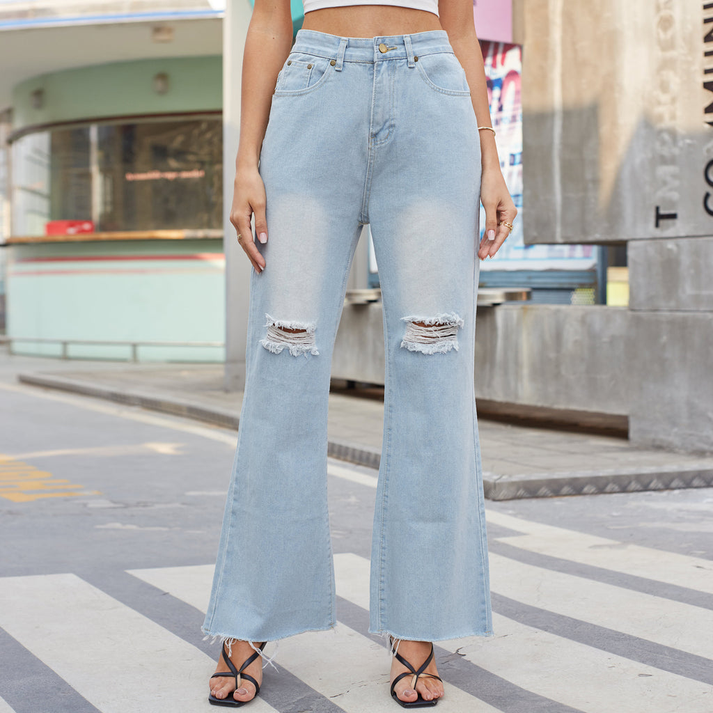 Ripped Wide-Leg Jeans