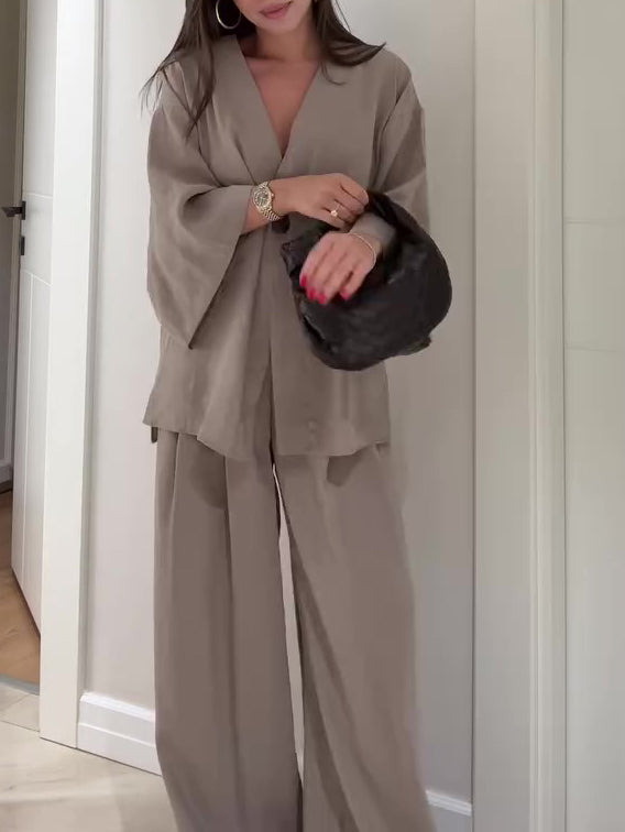 Single-Button Top & Pants Set
