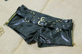 Buckle-Detail Leather-Look Shorts