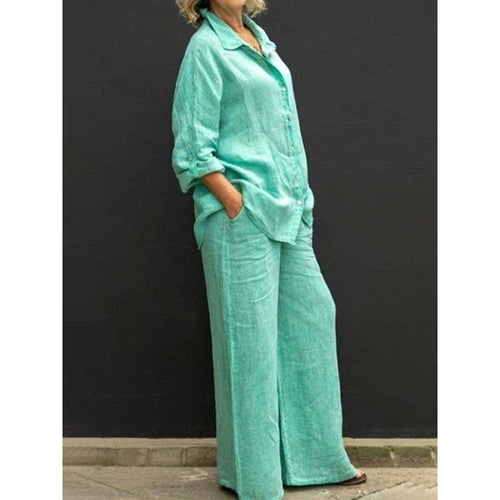 Button-Front Shirt & Pants Set