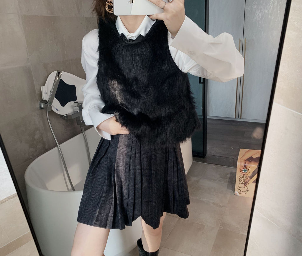 Pleated Plaid Mini Skirt