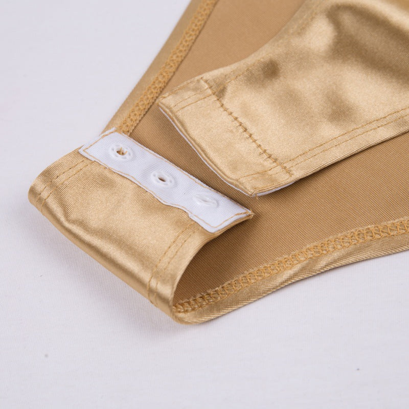 V-Neck Satin-Finish Bodysuit