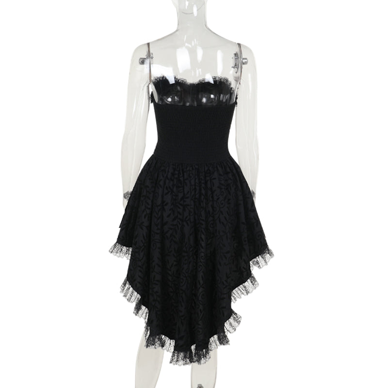 Gothic Lace High-Low Mini Dress