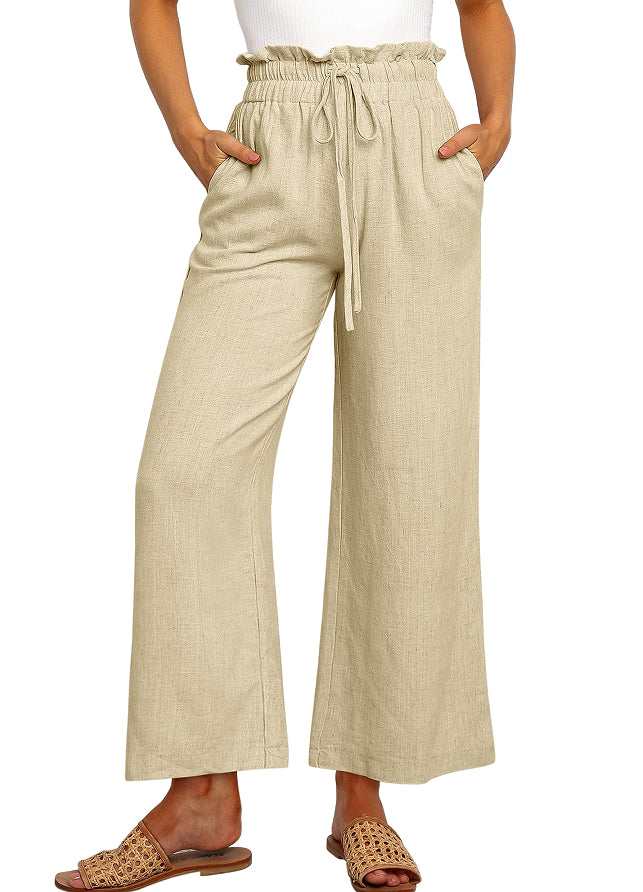 Drawstring Wide-Leg Cropped Pants