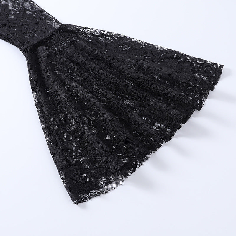 Lace-Sleeve High-Low Dress