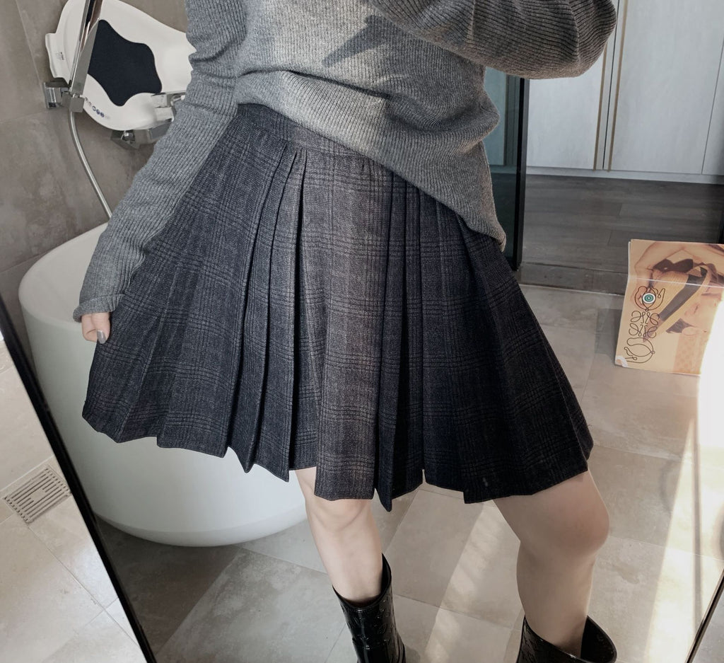 Pleated Plaid Mini Skirt