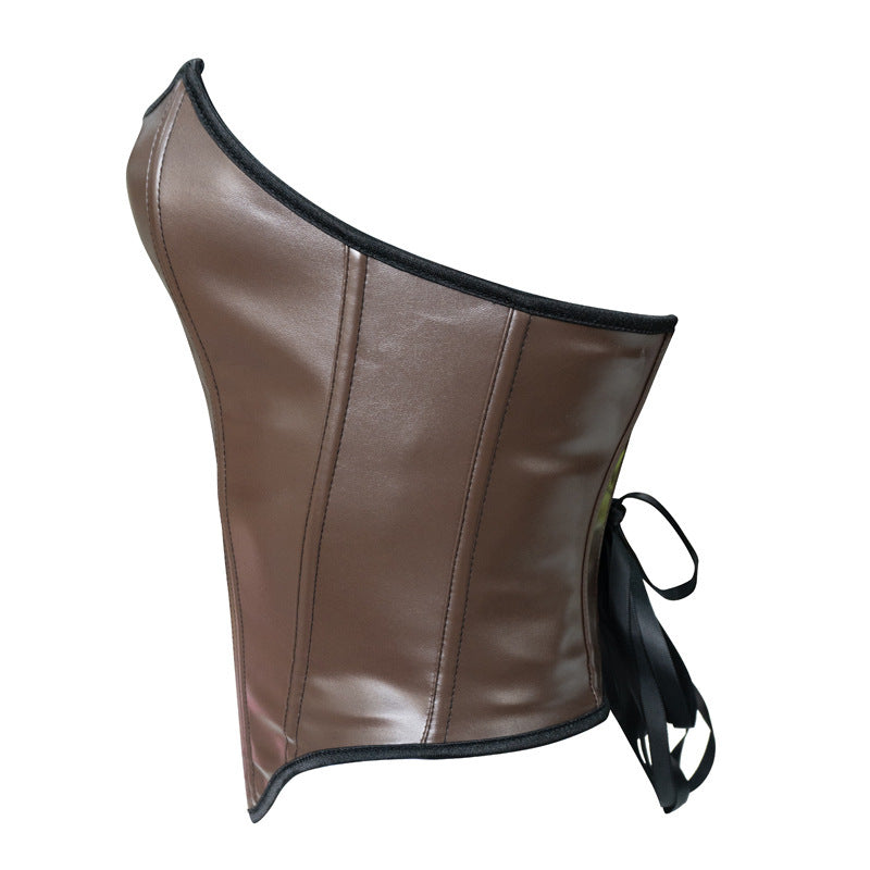 Leather-Look Strapless Corset Top