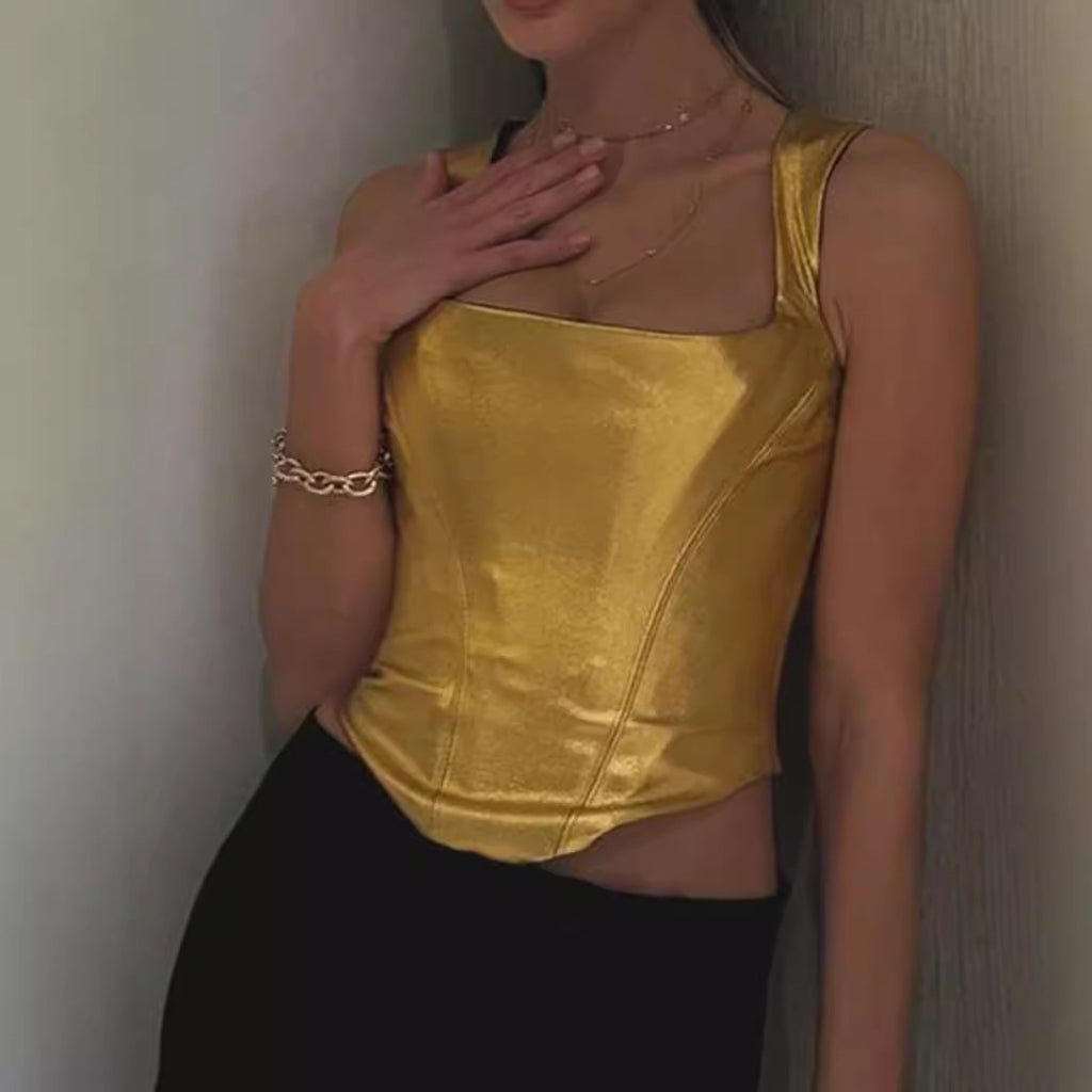 Metallic Corset Crop Top