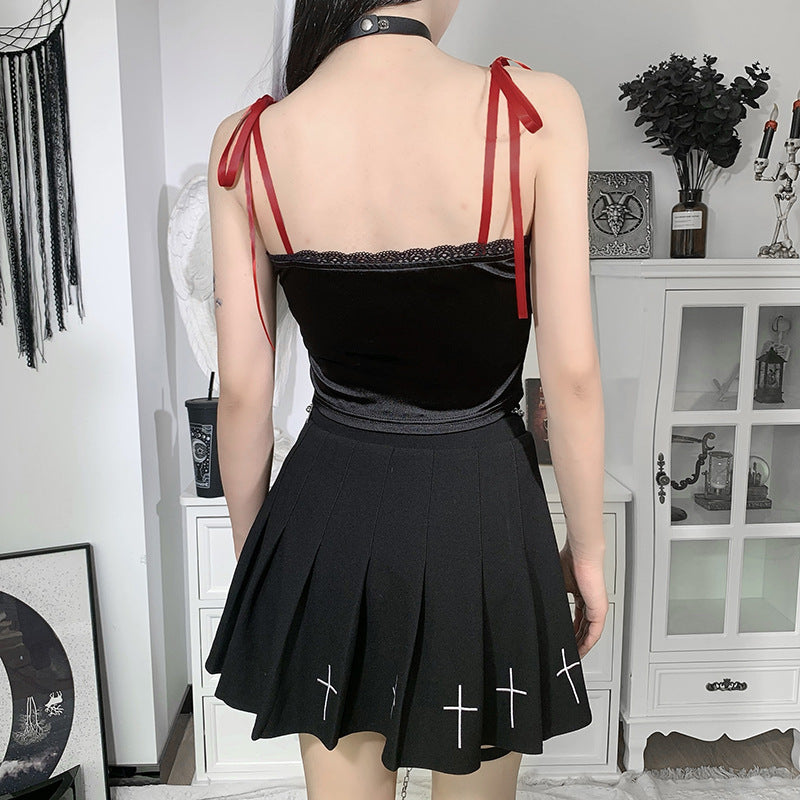 Cross-Print Tie-Strap Camisole