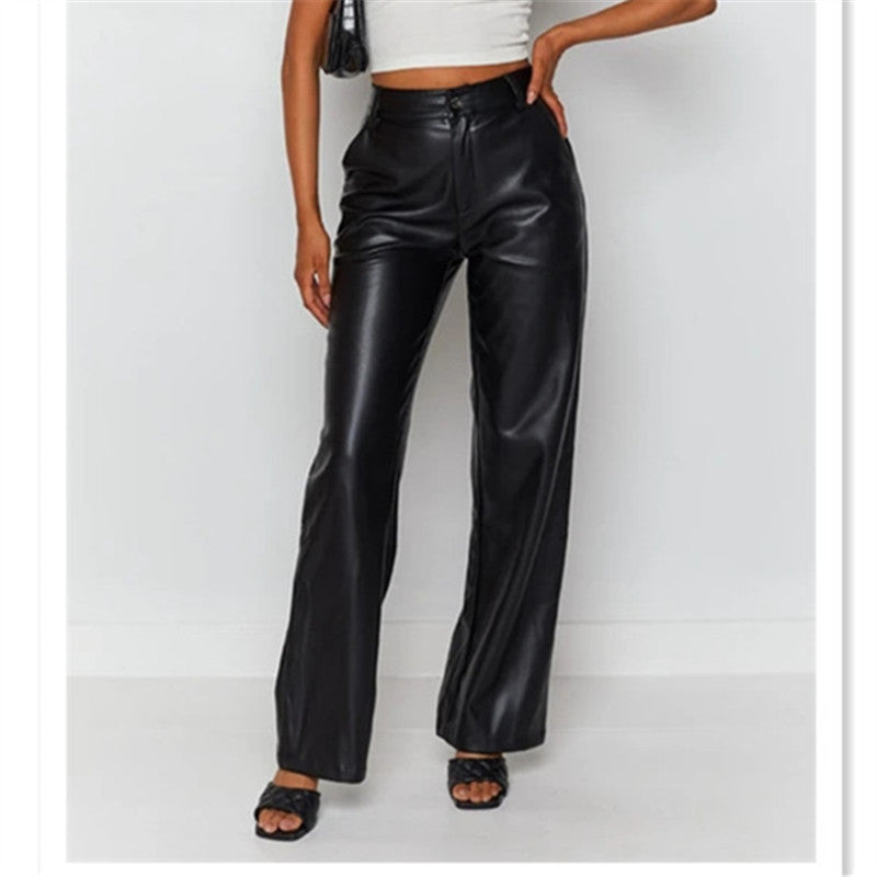 High-Waist Faux-Leather Pants