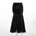 Gothic Floral Fishtail Maxi Skirt