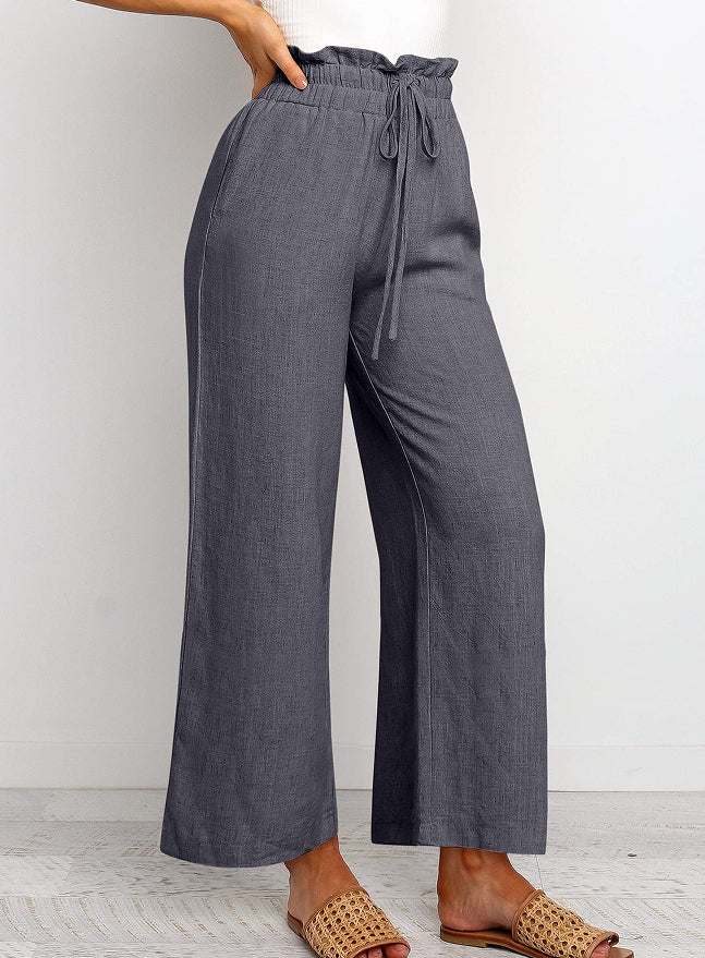 Drawstring Wide-Leg Cropped Pants