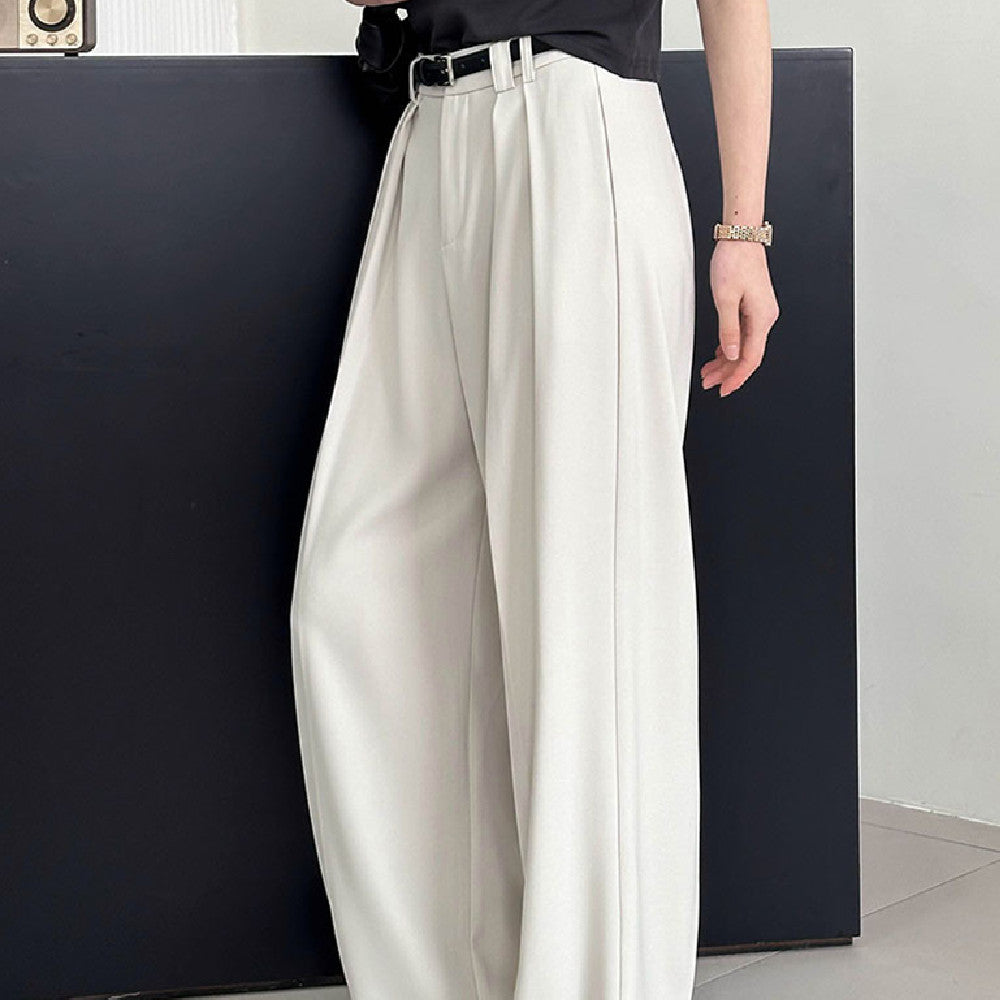 Double-Pleat Wide-Leg Trousers
