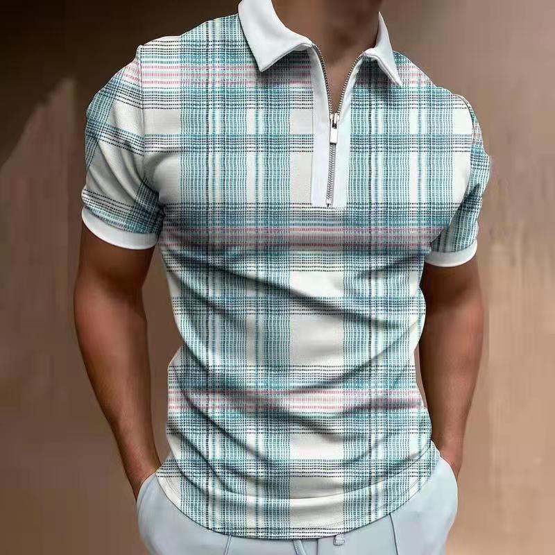 Printed Zip-Neck Polo