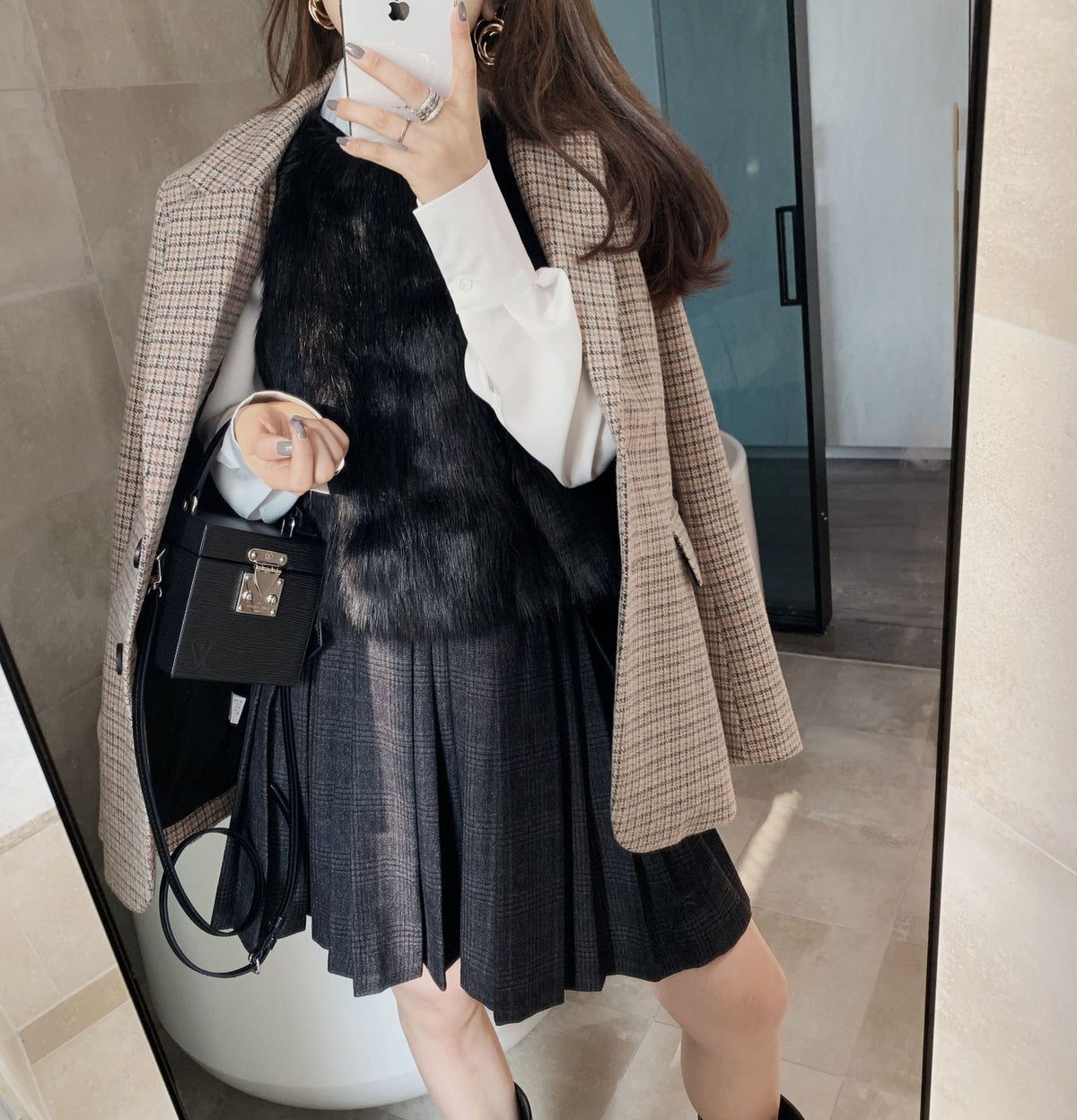 Pleated Plaid Mini Skirt