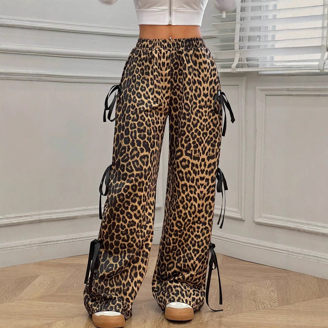 Bow-Side Wide-Leg Pants
