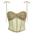 Wave-Print Mesh Corset Cami