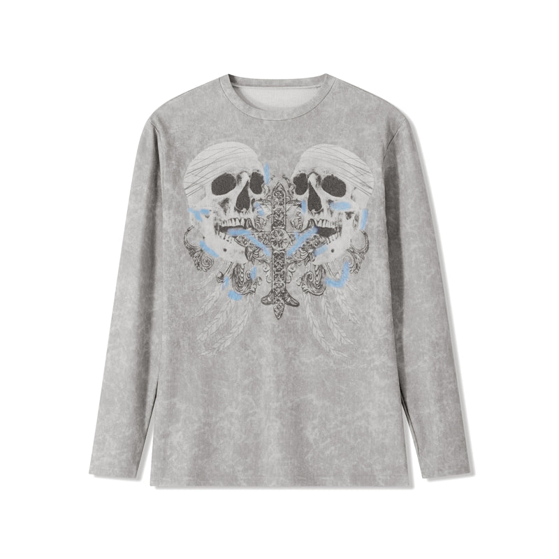 Skull-Print Long-Sleeve Top