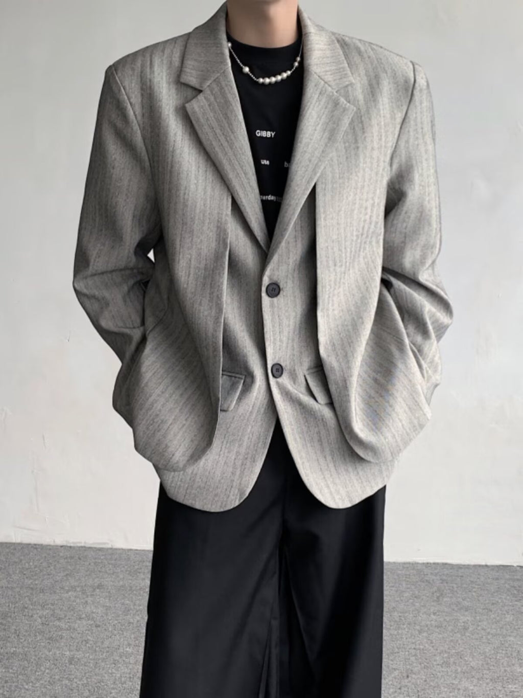 Layered-Look Striped Blazer